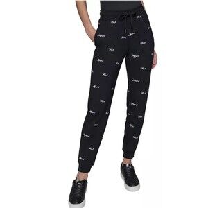 Karl Lagerfeld Paris Mini Script Joggers Women’s Large NWT Logo Print